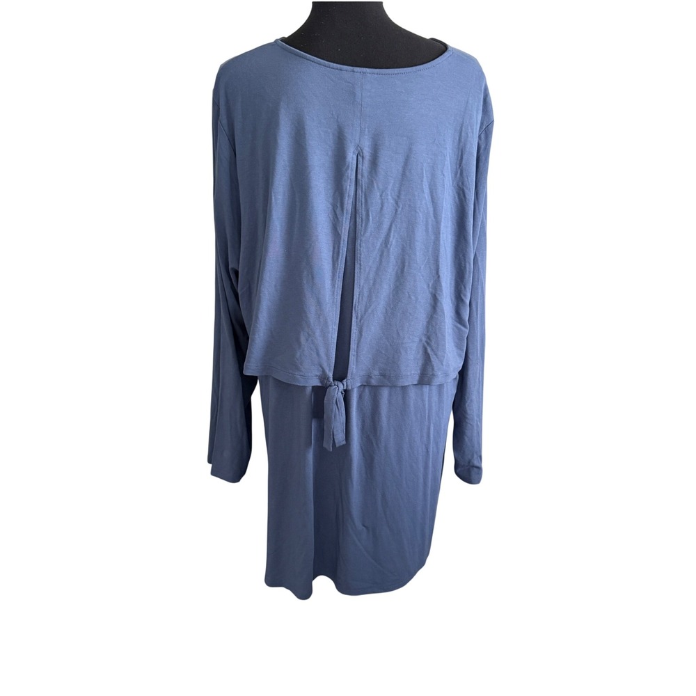 J. Jill Wearever Womens Blue Split Back Tie Tunic Top Long Sleeve Jersey 2X - Picture 2 of 6